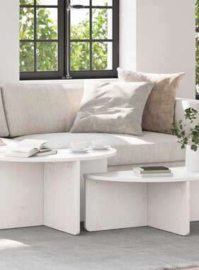 VidaXL Salontafel 2 pcs Wit Massief grenenhout