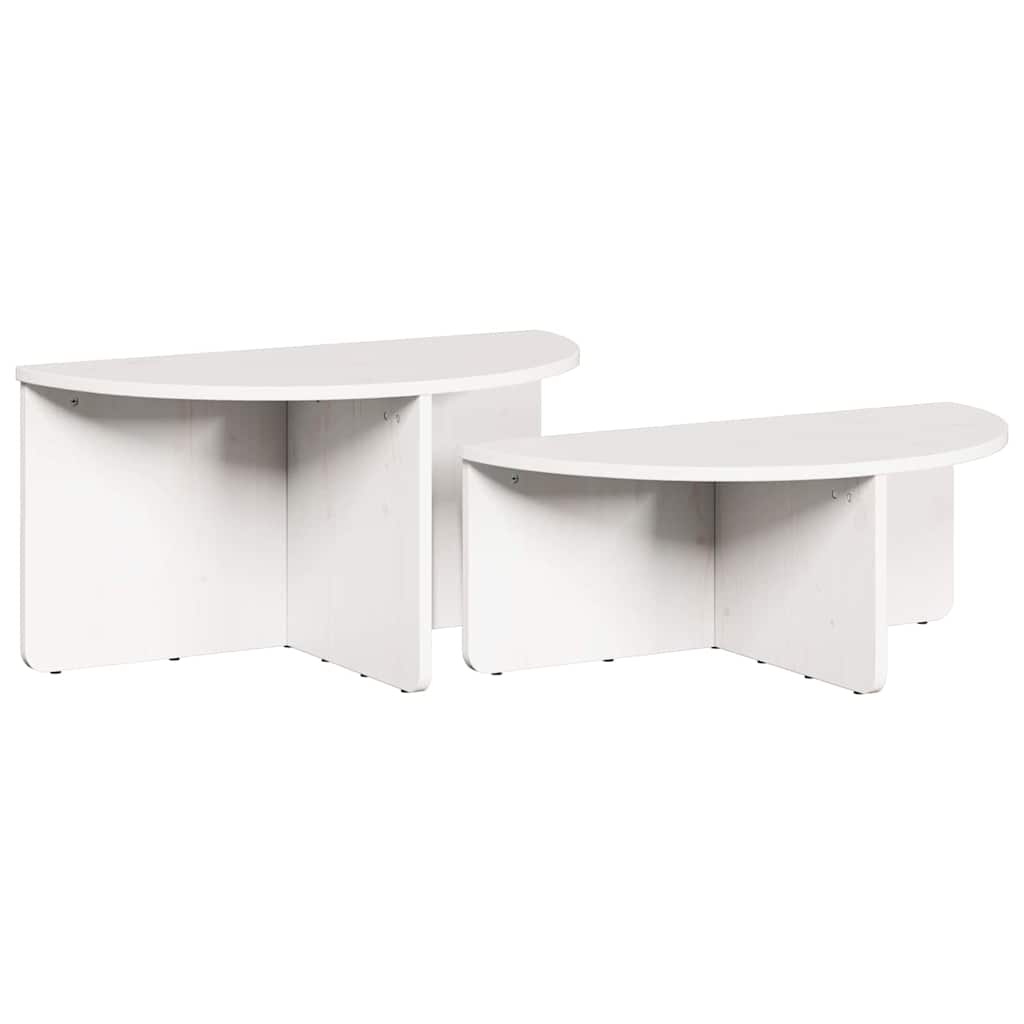 VidaXL Salontafel 2 pcs Wit Massief grenenhout