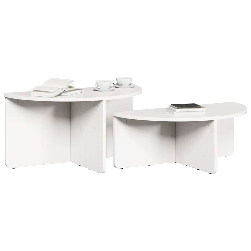 VidaXL Salontafel 2 pcs Wit Massief grenenhout