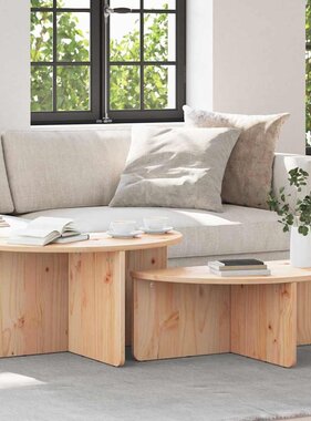 VidaXL Salontafel 2 pcs Naturel Massief grenenhout