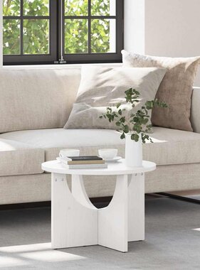 VidaXL Salontafel Wit 50 x 50 x 35 cm Massief grenenhout