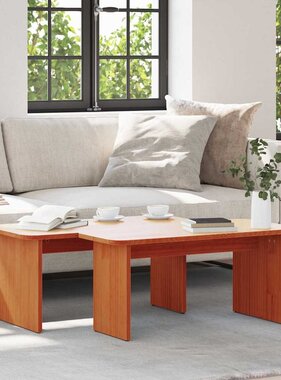 VidaXL Salontafel 2 pcs Wasbruin Massief grenenhout