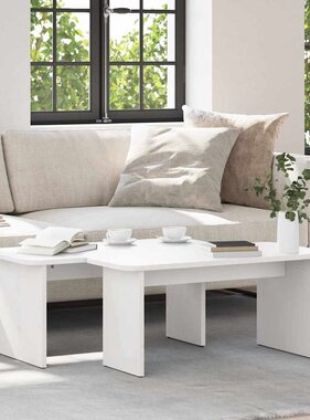 VidaXL Salontafel 2 pcs Wit Massief grenenhout