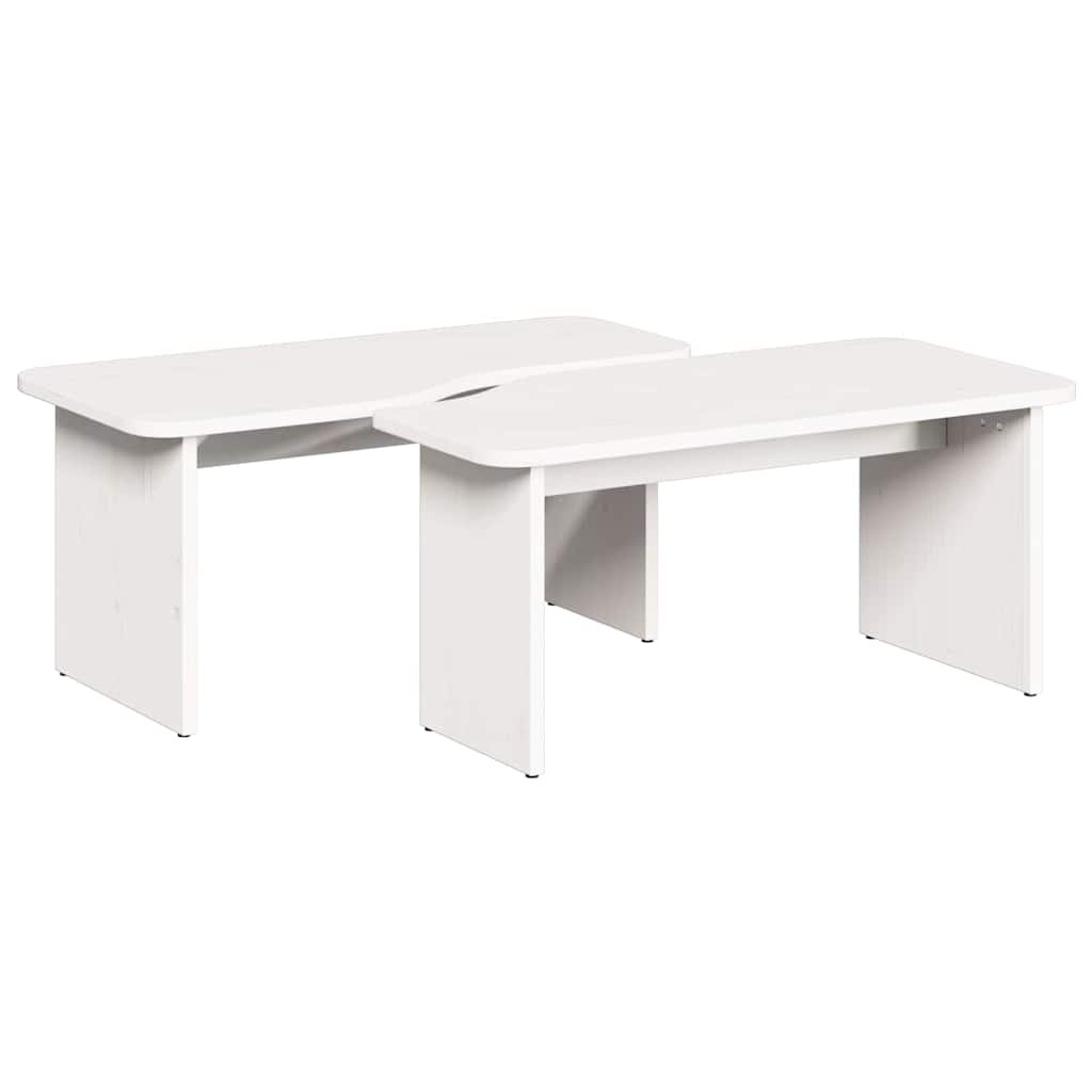 VidaXL Salontafel 2 pcs Wit Massief grenenhout