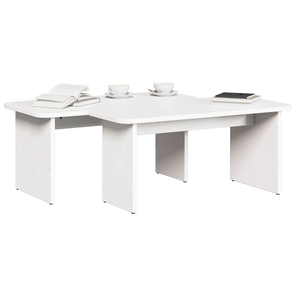 VidaXL Salontafel 2 pcs Wit Massief grenenhout