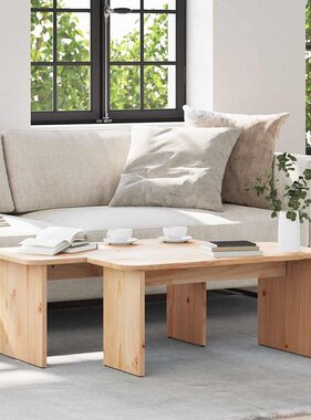 VidaXL Salontafel 2 pcs Naturel Massief grenenhout