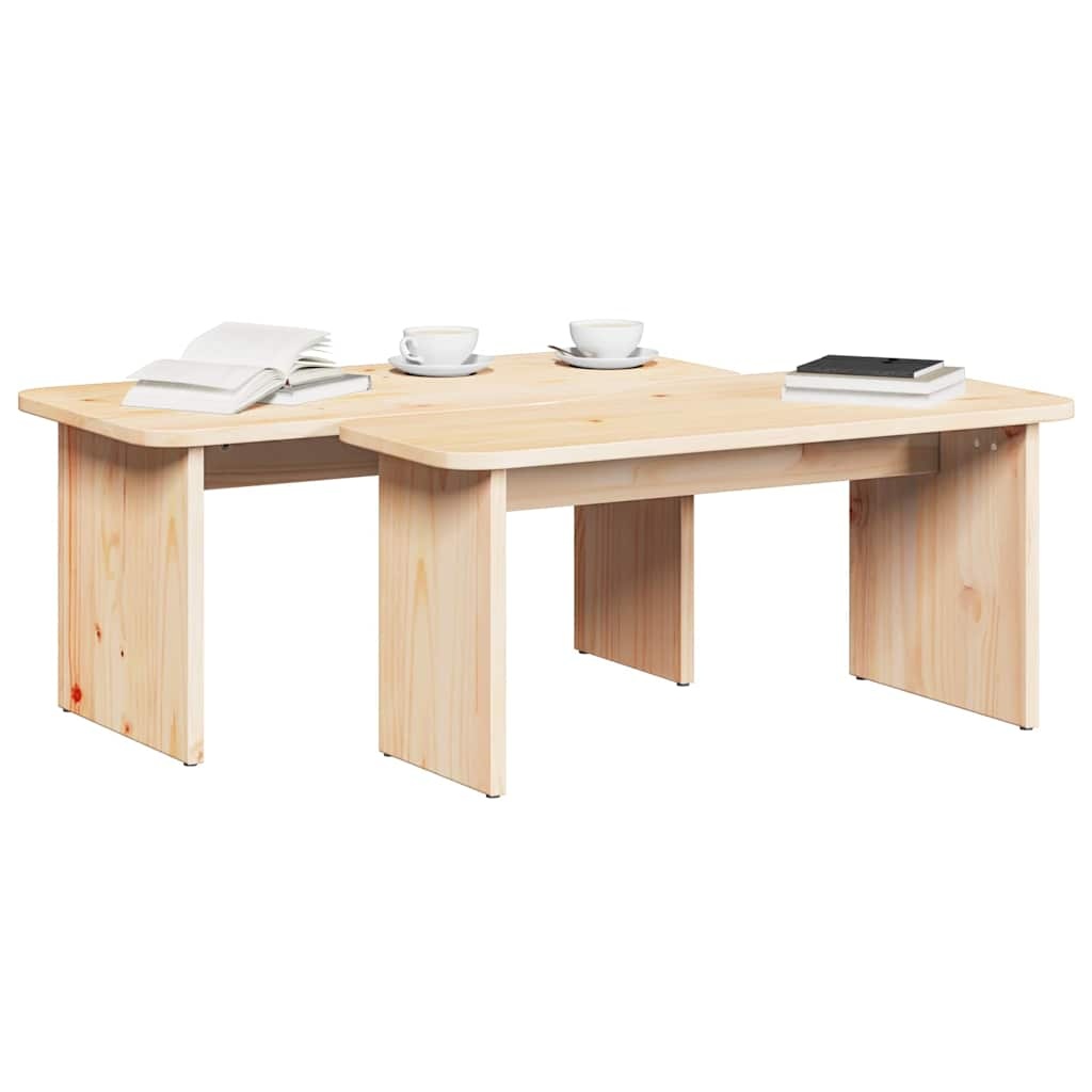 VidaXL Salontafel 2 pcs Naturel Massief grenenhout