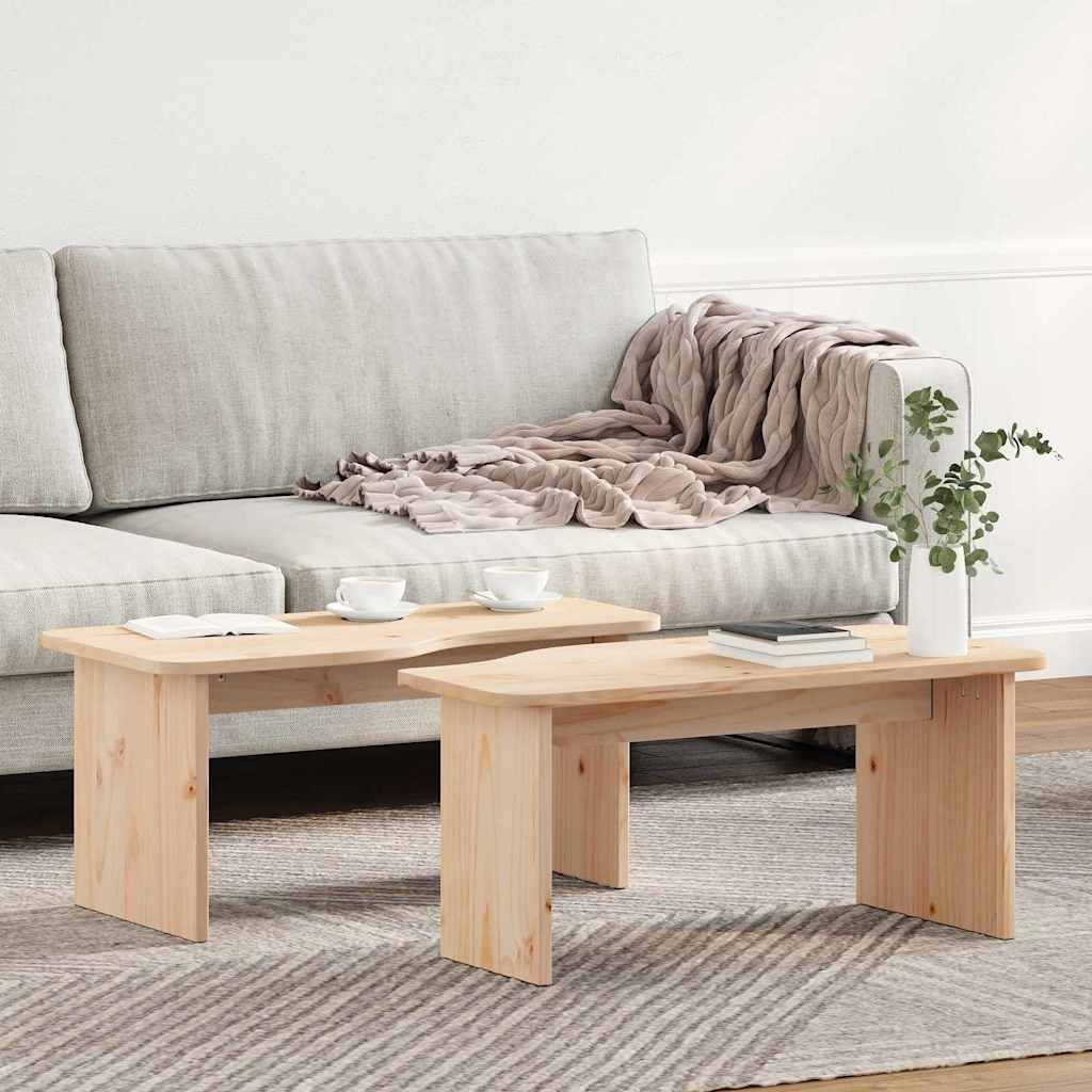 VidaXL Salontafel 2 pcs Naturel Massief grenenhout