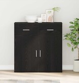 VidaXL Dressoir met lade Zwart Eiken 78 x 38 x 80 cm Bewerkt hout