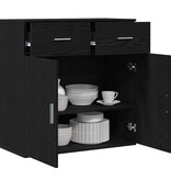 VidaXL Dressoir met lade Zwart Eiken 78 x 38 x 80 cm Bewerkt hout