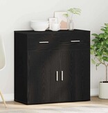 VidaXL Dressoir met lade Zwart Eiken 78 x 38 x 80 cm Bewerkt hout