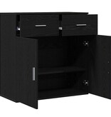 VidaXL Dressoir met lade Zwart Eiken 78 x 38 x 80 cm Bewerkt hout