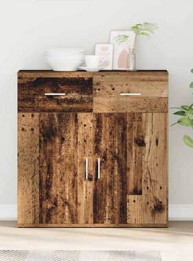 VidaXL Dressoir met lade Oudhout 78 x 38 x 80 cm Bewerkt hout
