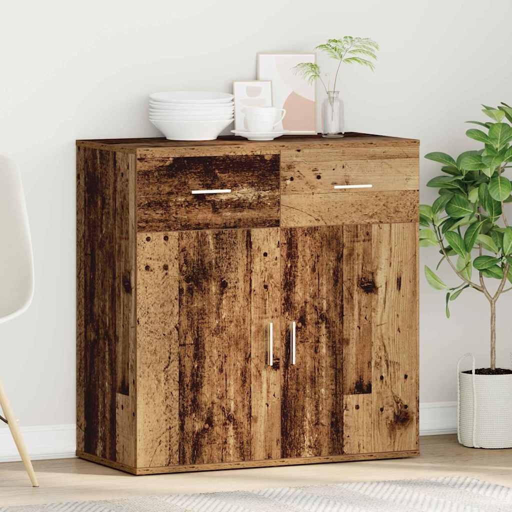 VidaXL Dressoir met lade Oudhout 78 x 38 x 80 cm Bewerkt hout