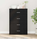 VidaXL Dressoir met lade Zwart Eiken 60 x 31 x 84 cm Bewerkt hout