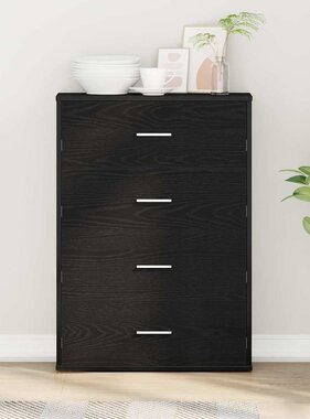 VidaXL Dressoir met lade Zwart Eiken 60 x 31 x 84 cm Bewerkt hout