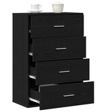 VidaXL Dressoir met lade Zwart Eiken 60 x 31 x 84 cm Bewerkt hout