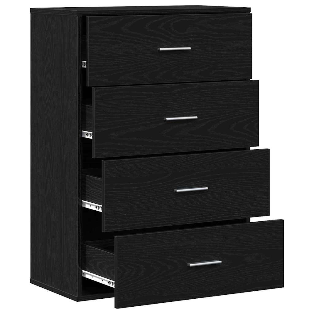 VidaXL Dressoir met lade Zwart Eiken 60 x 31 x 84 cm Bewerkt hout