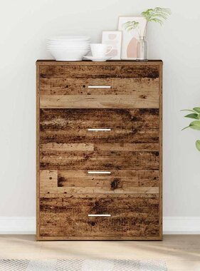 VidaXL Dressoir met lade Oudhout 60 x 31 x 84 cm Bewerkt hout