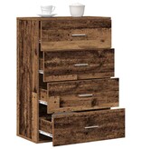 VidaXL Dressoir met lade Oudhout 60 x 31 x 84 cm Bewerkt hout