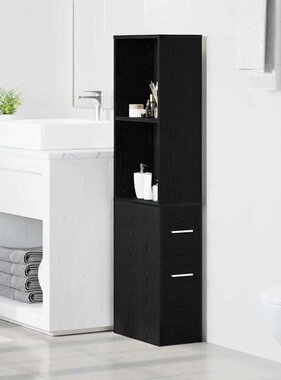 VidaXL Badkamermeubelset Zwart Eiken 22 x 41 x 135 cm Bewerkt hout