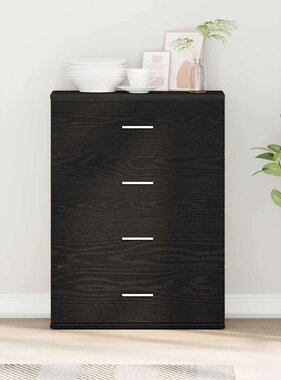 VidaXL Dressoir met lade Zwart Eiken 60 x 39 x 80 cm Bewerkt hout