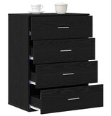 VidaXL Dressoir met lade Zwart Eiken 60 x 39 x 80 cm Bewerkt hout
