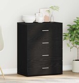 VidaXL Dressoir met lade Zwart Eiken 60 x 39 x 80 cm Bewerkt hout