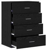 VidaXL Dressoir met lade Zwart Eiken 60 x 39 x 80 cm Bewerkt hout