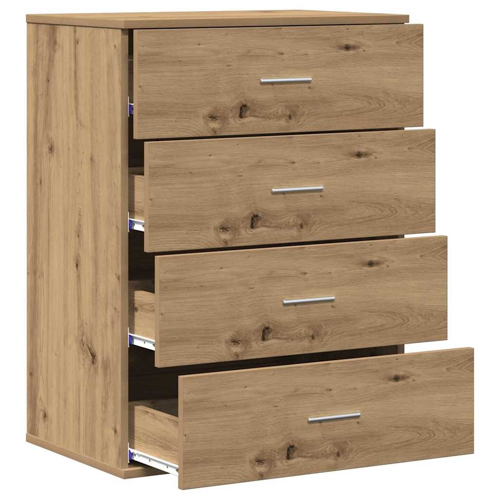 VidaXL Dressoir met lade Artisan Eiken 60 x 39 x 80 cm Bewerkt hout