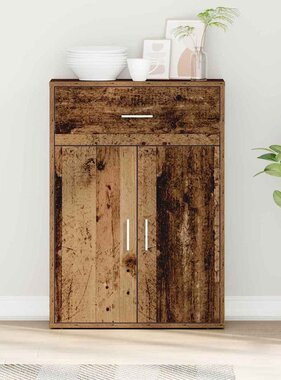 VidaXL Dressoir met lade Oudhout 60 x 30 x 84 cm Bewerkt hout