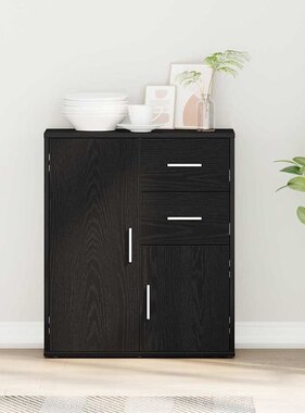 VidaXL Dressoir met lade Zwart Eiken 60 x 31 x 70 cm Bewerkt hout