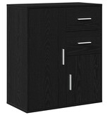 VidaXL Dressoir met lade Zwart Eiken 60 x 31 x 70 cm Bewerkt hout