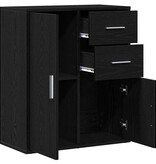 VidaXL Dressoir met lade Zwart Eiken 60 x 31 x 70 cm Bewerkt hout