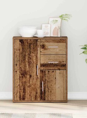 VidaXL Dressoir met lade Oudhout 60 x 31 x 70 cm Bewerkt hout