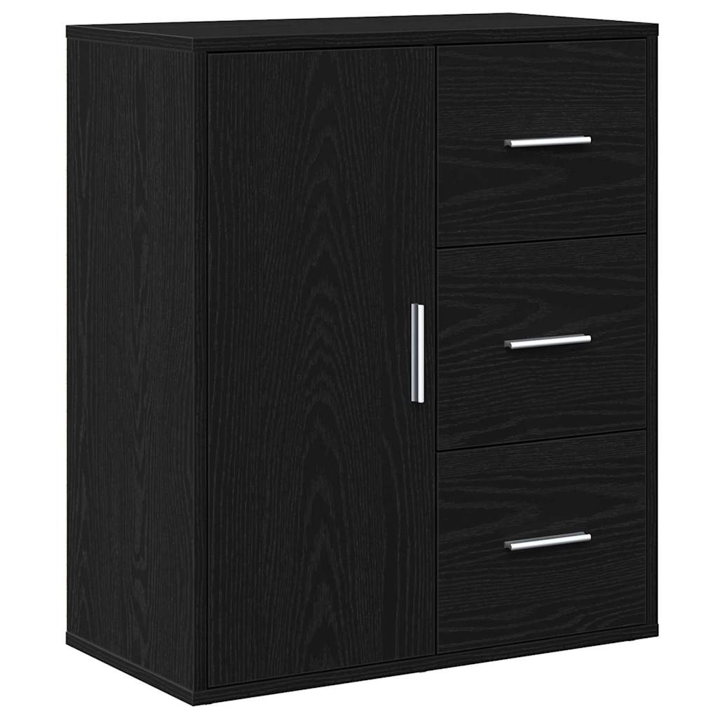VidaXL Dressoir met lade Zwart Eiken 60 x 31 x 70 cm Bewerkt hout