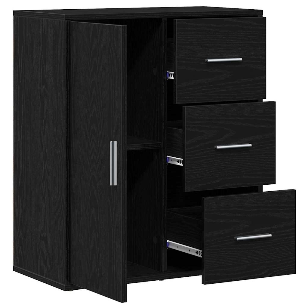VidaXL Dressoir met lade Zwart Eiken 60 x 31 x 70 cm Bewerkt hout