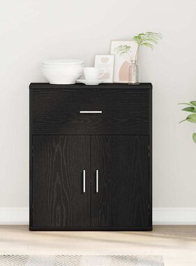 VidaXL Dressoir met lade Zwart Eiken 60 x 31 x 70 cm Bewerkt hout