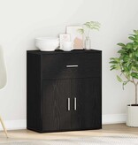 VidaXL Dressoir met lade Zwart Eiken 60 x 31 x 70 cm Bewerkt hout