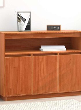 VidaXL Dressoir Wasbruin 104,5 x 34 x 80 cm Massief grenenhout