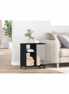 VidaXL Bijzettafel met plank Zwart eiken 50 x 30 x 55 cm Bewerkt hout