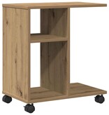 VidaXL Bijzettafel met plank artisanaal eikenkleurig 50 x 30 x 55 cm