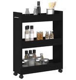 VidaXL Kast met wiel Zwart eiken 60 x 22 x 79 cm Bewerkt hout