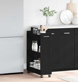 VidaXL Kast met wiel Zwart eiken 60 x 22 x 79 cm Bewerkt hout