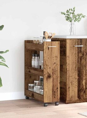 VidaXL Kast met wiel Oud hout 60 x 22 x 79 cm Bewerkt hout