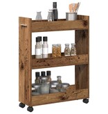 VidaXL Kast met wiel Oud hout 60 x 22 x 79 cm Bewerkt hout