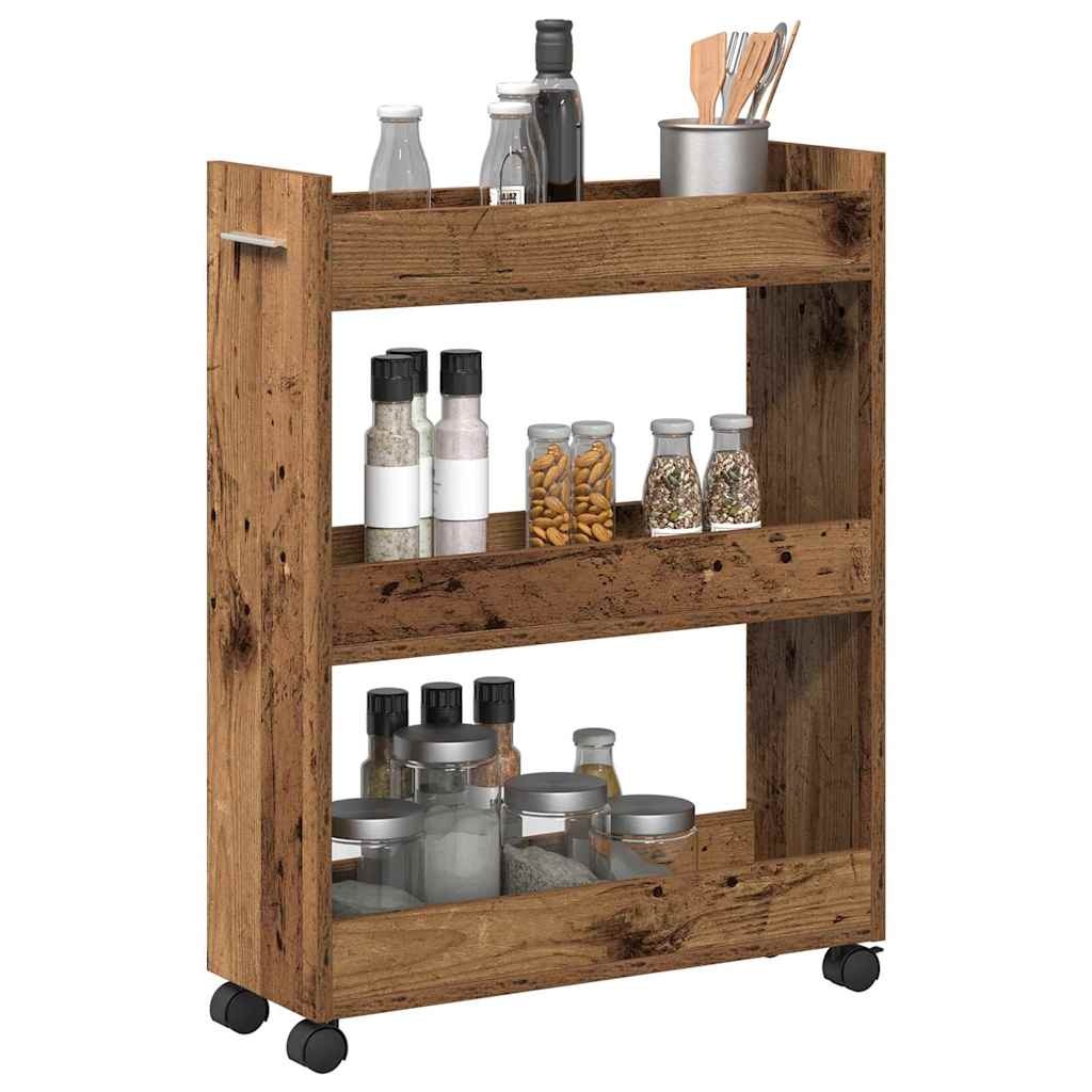 VidaXL Kast met wiel Oud hout 60 x 22 x 79 cm Bewerkt hout