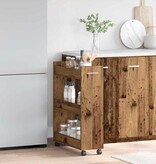 VidaXL Kast met wiel Oud hout 60 x 22 x 79 cm Bewerkt hout