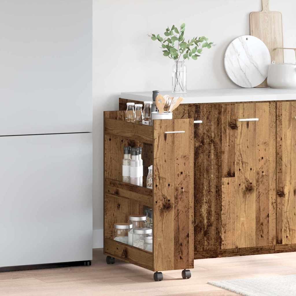 VidaXL Kast met wiel Oud hout 60 x 22 x 79 cm Bewerkt hout
