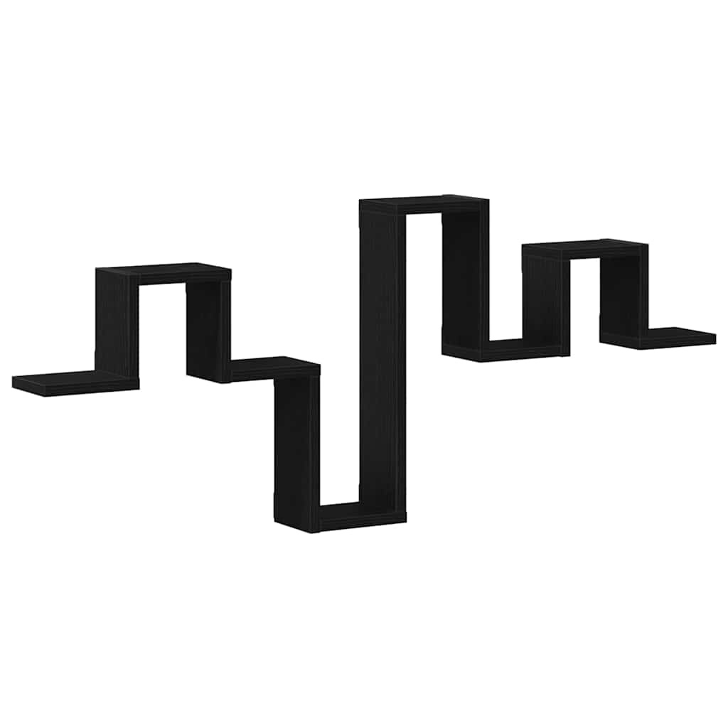 VidaXL Wandplank met plank Zwart eiken 104.5 x 10 x 43 cm Bewerkt hout